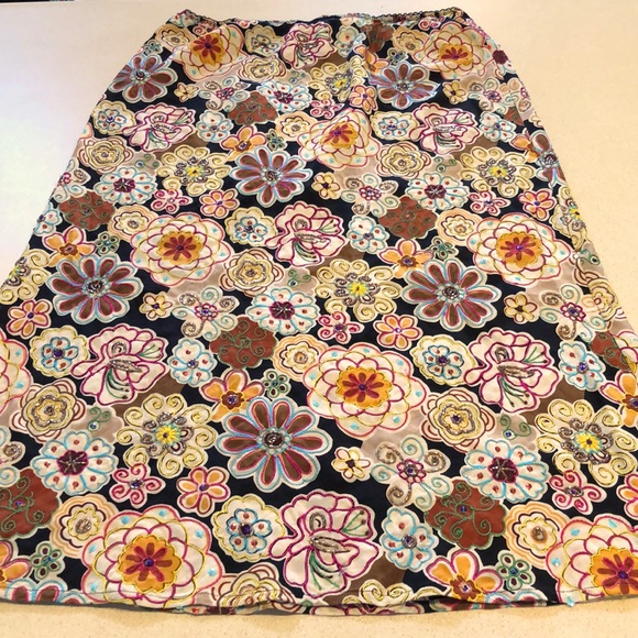 GERARD DAREL SILK BEADED & EMBROIDERED SKIRT MULTICOLORED FRENCH SIZE 40 US 8 - Picture 6 of 11